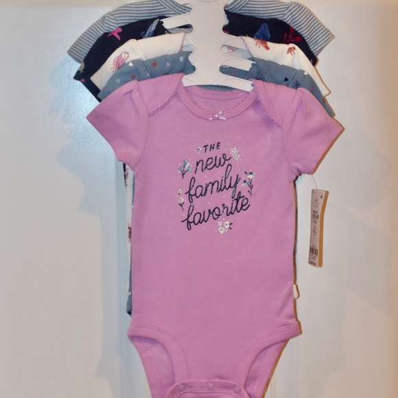 CARTER'S  3 Months Girls 5 pc Short Sleeve Onesie Bodysuits Purple Blue  NWT - Picture 1 of 6